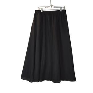 Anna Maxwell Black Chiffon Midi Skirt Women 16W Whimsigoth Romantic Witchy Flowy
